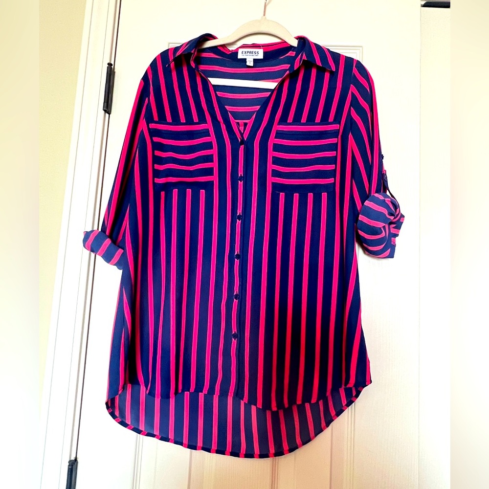 Express Pink and Navy Portofino Shirt